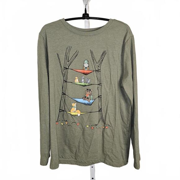 Cat & Jack Long Sleeve T-Shirt with Animal Hammock Design - Picture 1 of 4
